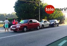 Dos adultos y un menor resultaron heridos tras colisionar cuatro vehículos en Ramallosa