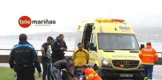 Accidente al colisionar una furgoneta y una moto en Baiona