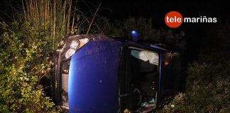 Vuela con su Hyundai más de 10 metros tras sufrir una salida de vía en Tomiño