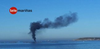 Arde un barco de recreo en la bahía de Baiona