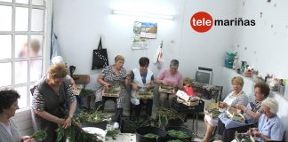 Las fieles guardesas comienzan a preparar las alfombras florales del Corpus