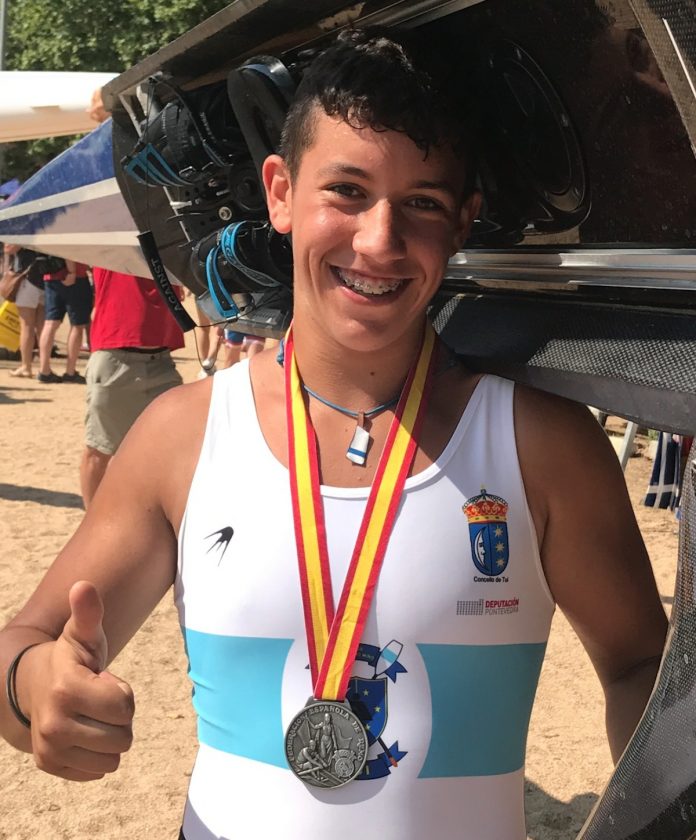 Plata para Bruno Misa, del club Remo do Miño, en el campeonato de España de remo olímpico