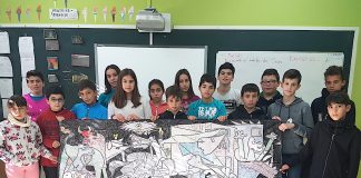 Alumnos de Goián homenajean a Picasso con una replica del Guernica