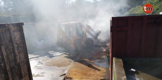 El GES de A Guarda sofoca un incendio en el punto limpio