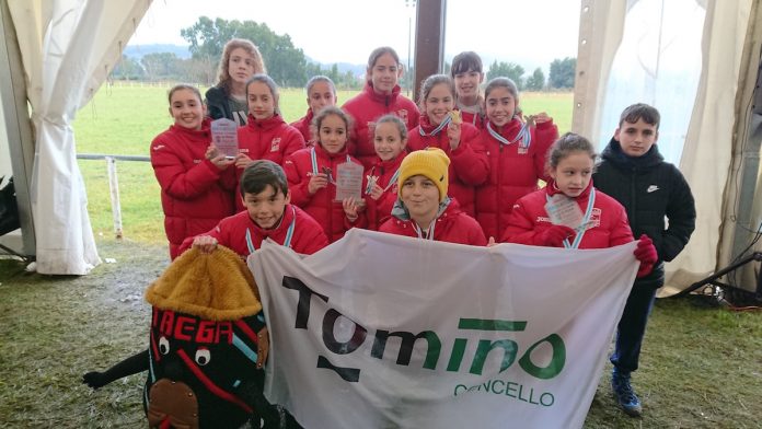 Dieciséis pódiums para el club atletismo Trega en el campo a través escolar de O Baixo Miño