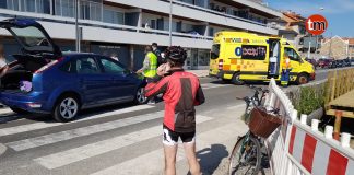 Herida en un atropello cuando cruzaba por un paso de peatones montada en bicicleta en Baiona