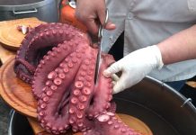 Pulpada y carne ó caldeiro en Torroña