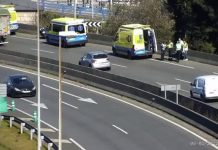 Herido grave un motorista tras colisionar contra un coche en la A-55 a la altura de O Porriño