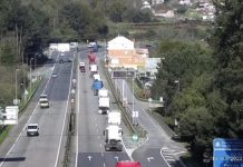 Una caravana kilométrica de camiones provoca retenciones en la A-55