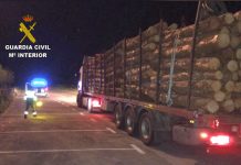 La Guardia Civil inmoviliza en Tui un camión que transportaba madera con un exceso de 13.700 kgs
