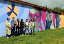 Un mural da artista Tamara Baz chama en Gondomar a reaccionar fronte ás violencias machistas
