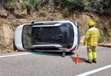 Herida tras volcar con su coche en Oia