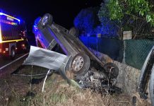 Herida tras una salida de vía y volcar en A Guarda