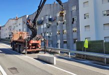 Diputación inicia los trabajos de reparación del muro en la carretera de subida a Baíña