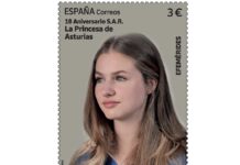 Correos emite un sello conmemorativo con motivo del 18 aniversario de S.A.R la Princesa de Asturias