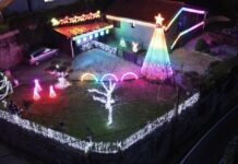 El árbol de Navidad más grande del Val Miñor brilla de nuevo