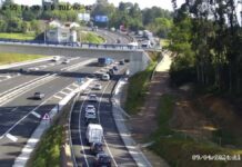 Colas kilométricas en la A-55 en Tui por una colisión entre cuatro vehículos
