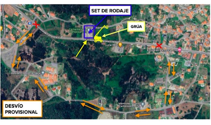 Desvíos en Camposancos por el rodaje de una película