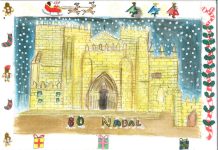 Bruno Ferreira, del CEIP de Caldelas, ganador del concurso de la postal de Navidad de Tui