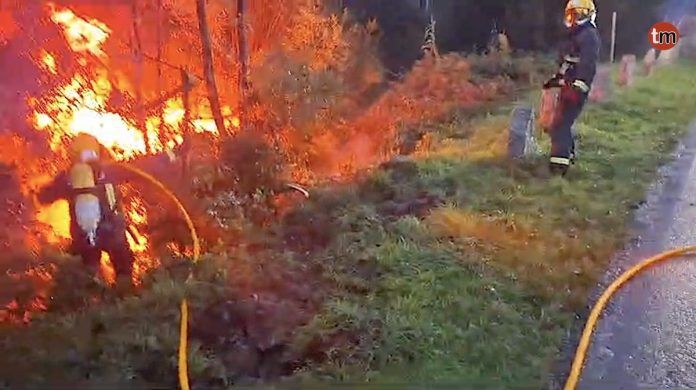 coche ardiendo monte trega