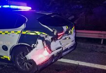 Heridos dos agentes de la Guardia Civil de Tráfico tras ser alcanzado su vehículo por otro coche en la A-55
