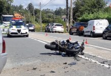 Herido un motorista en la carretera de Zamáns