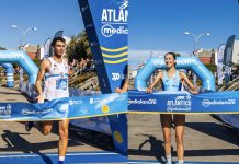 El vigués, Carlos Porto, y la guardesa, Eva Piñel, se suben a lo más alto del pódium en la 15k del Atlántico