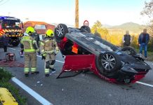 Excarcelado un conductor de Gondomar tras volcar con su coche en Sabarís