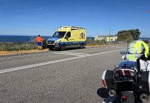 Herido un motorista de Baiona tras sufrir una caída en Oia