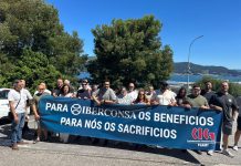 Protestas del personal de Iberconsa en Vigo para reclamar mejoras laborales en el grupo empresarial
