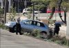 Un coche sin freno de mano acaba empotrado contra una valla en A Guarda
