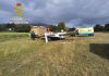 Dos heridos al volcar una avioneta cuando iba a aterrizar en Caldas de Reis